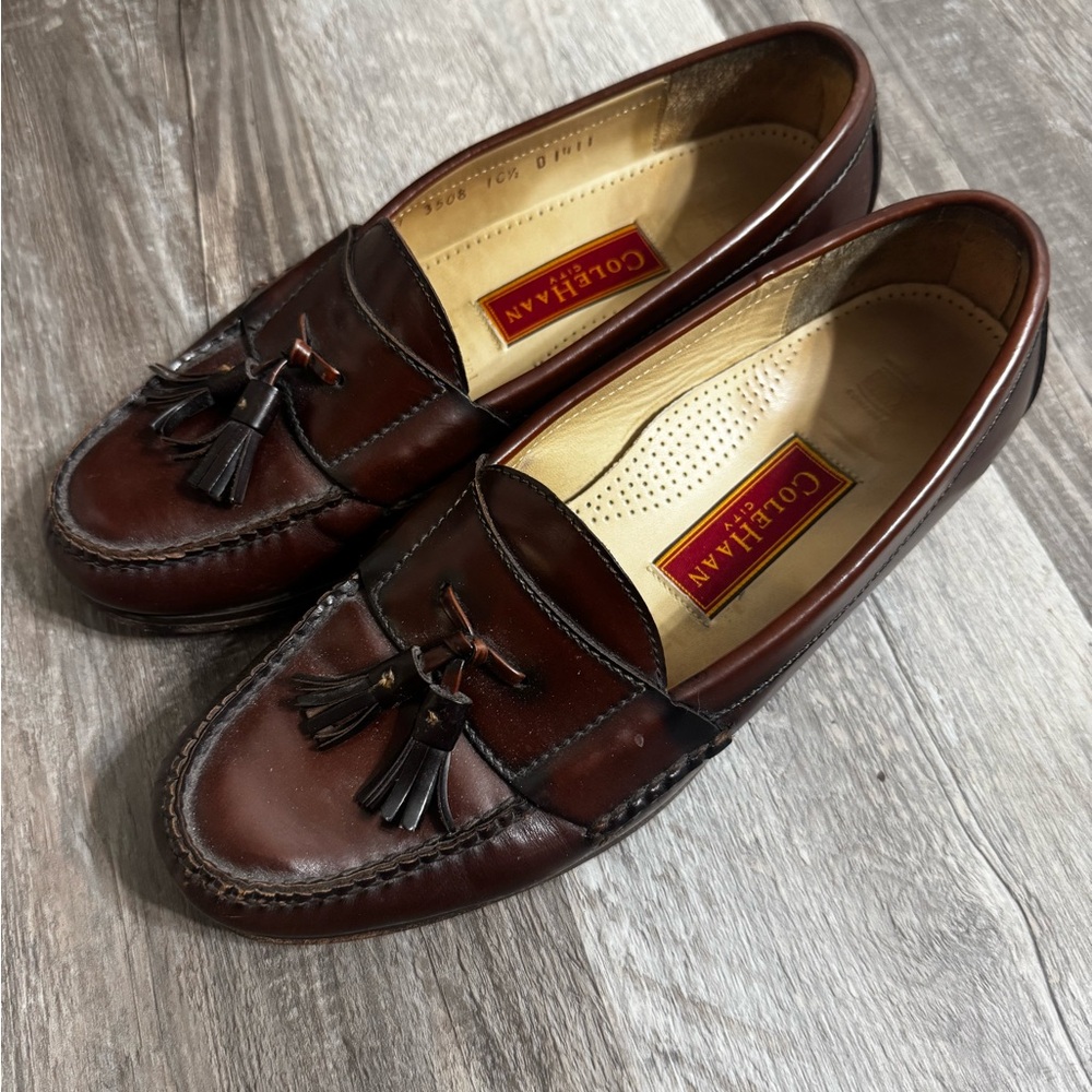 Cole Haan Rich Brown Leather Loafers with Tassels